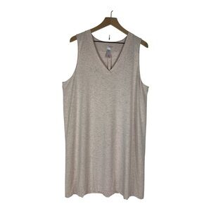 Hanro Sz XL Nightgown Loungewear Pale Pink Heather Sleeveless V Neck